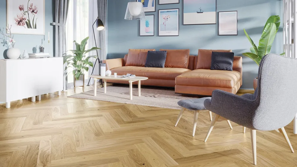 Fiskbensparkett Herringbone Caramel Ek, Fiskben | Stuvbutiken