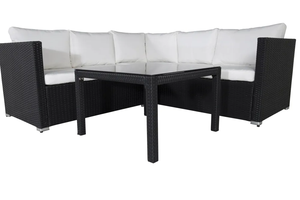 Venture Home Kuba 1531-238 Loungeset soffa, bord, svart/vitt
