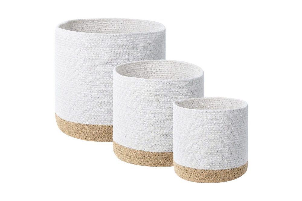 Korg Basima set om 3 Beige, vit