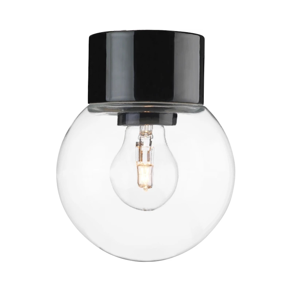 Glob 150 Klar, Rak, 230V, 75W, IP54, E27, Svart, IFÖ ELECTRIC