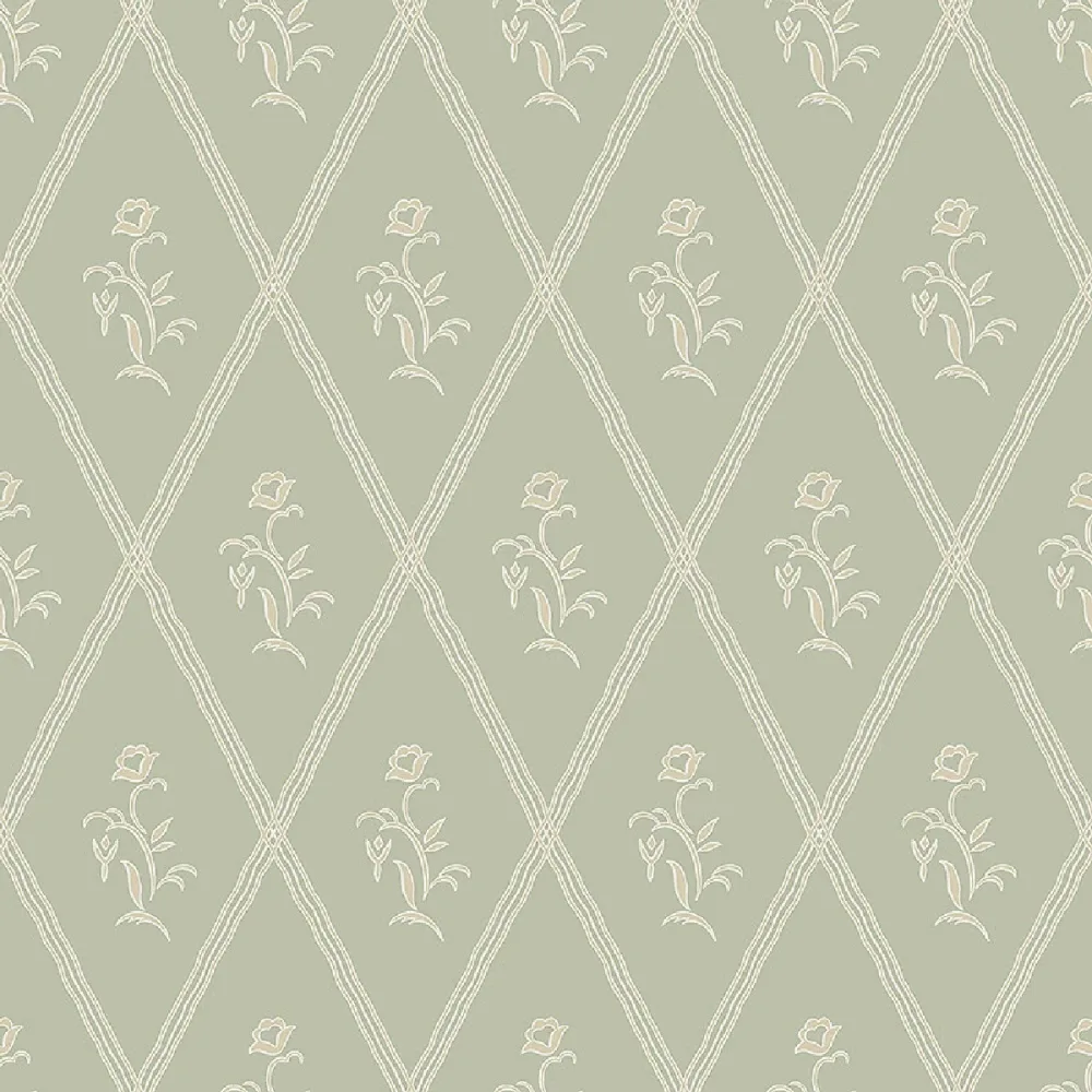 Tapet Swedish Grace Signe 5508 Grön Blommig