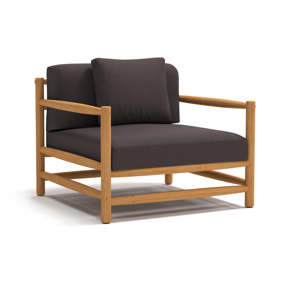 Saltholm loungefåtölj teak-gråbrun dyna