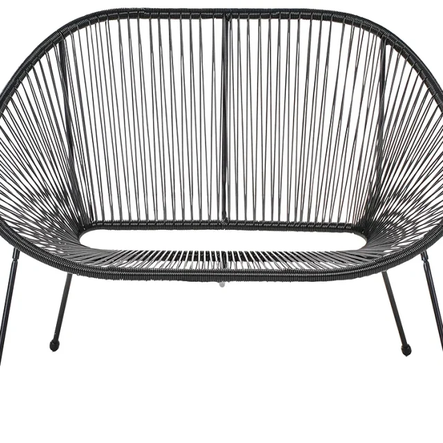 Trädgårdsbänk ACAPULCO II 113 cm Konstrotting Svart