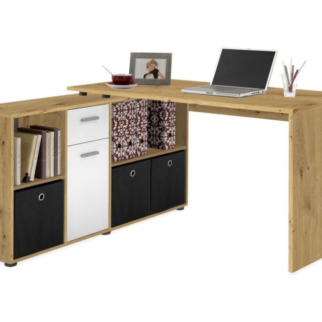 Brizleth Hörnskrivbord 136 cm Svängd med Förvaring