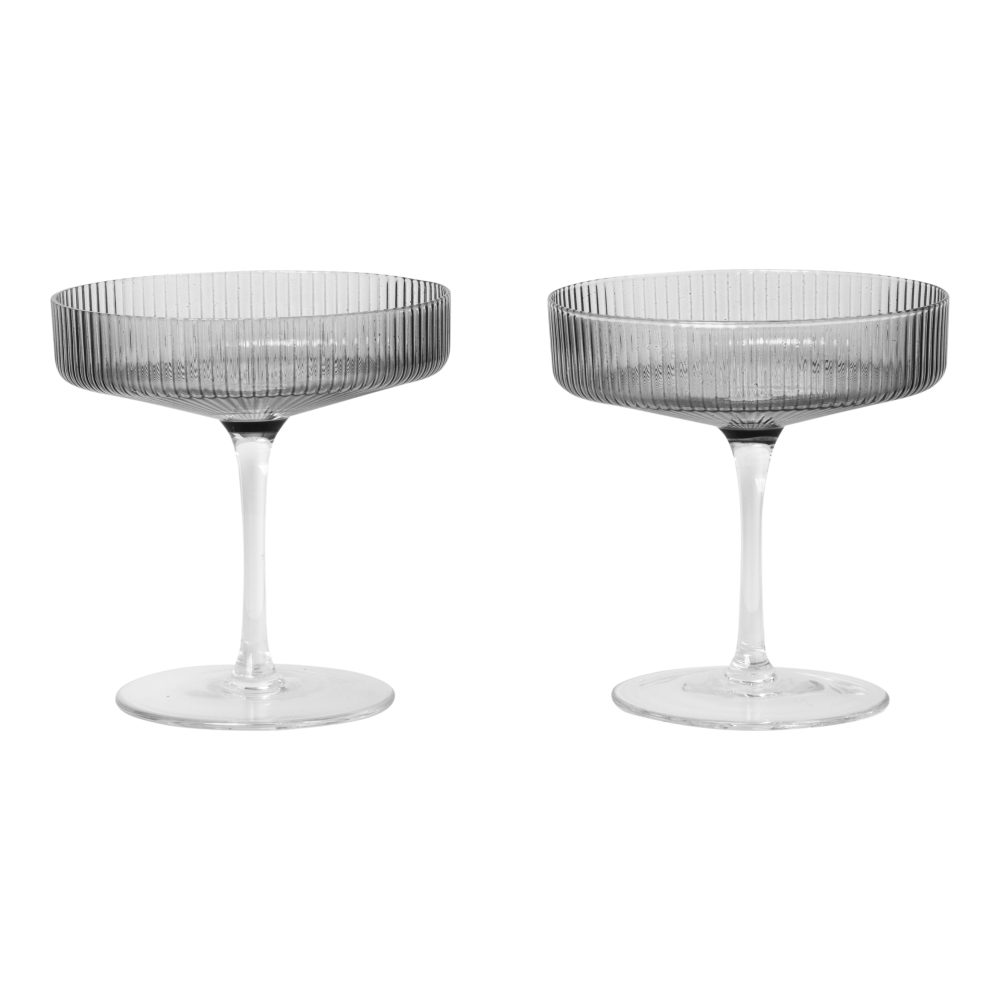 Ripple champagneglas 2-pack, Smoked grey