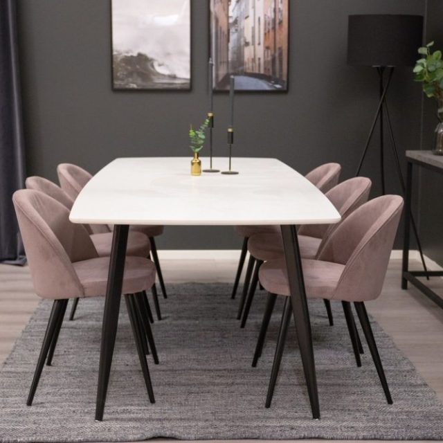 Polar Matgrupp 240 cm Rektangulär med 6 Velvet stolar