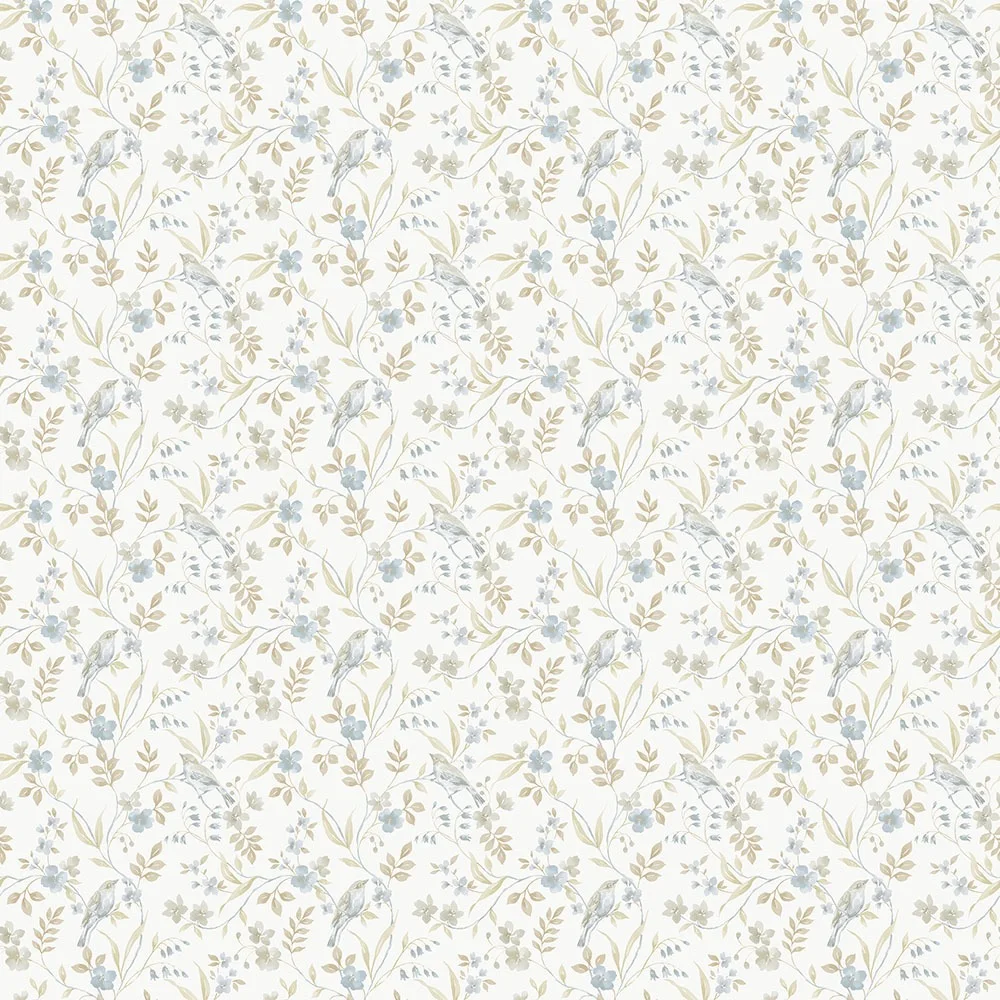 Galerie Wallcoverings Miniatyrer II G68713 Tapet Garden Bird Blå/vit/beige