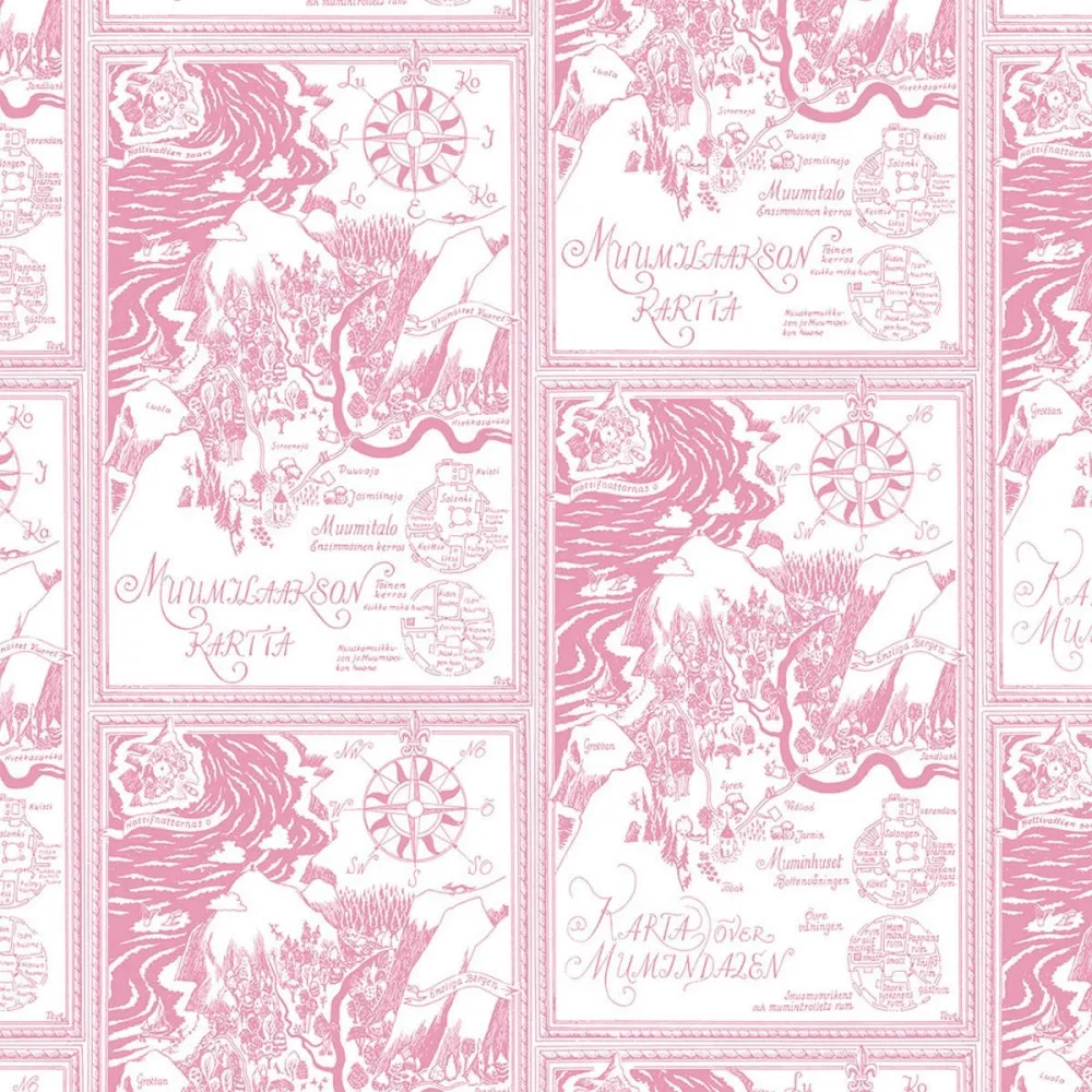 Mumin 3 5348-8 Rosa Tapet | Stuvbutiken