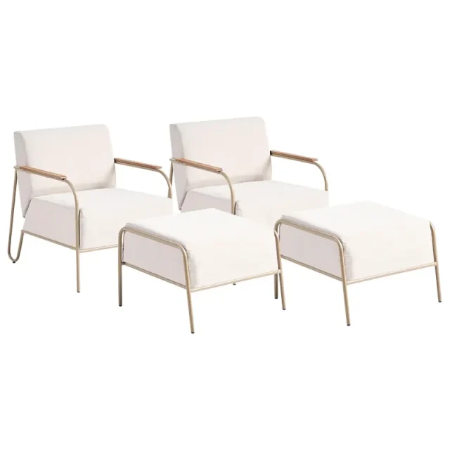 Set med 2 trädgårdsstolar NIMIS med fotpall Ljusbeige