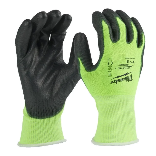Milwaukee 4932479918 Montagehandske PU doppad, CL1/A, Hi-Vis L/9
