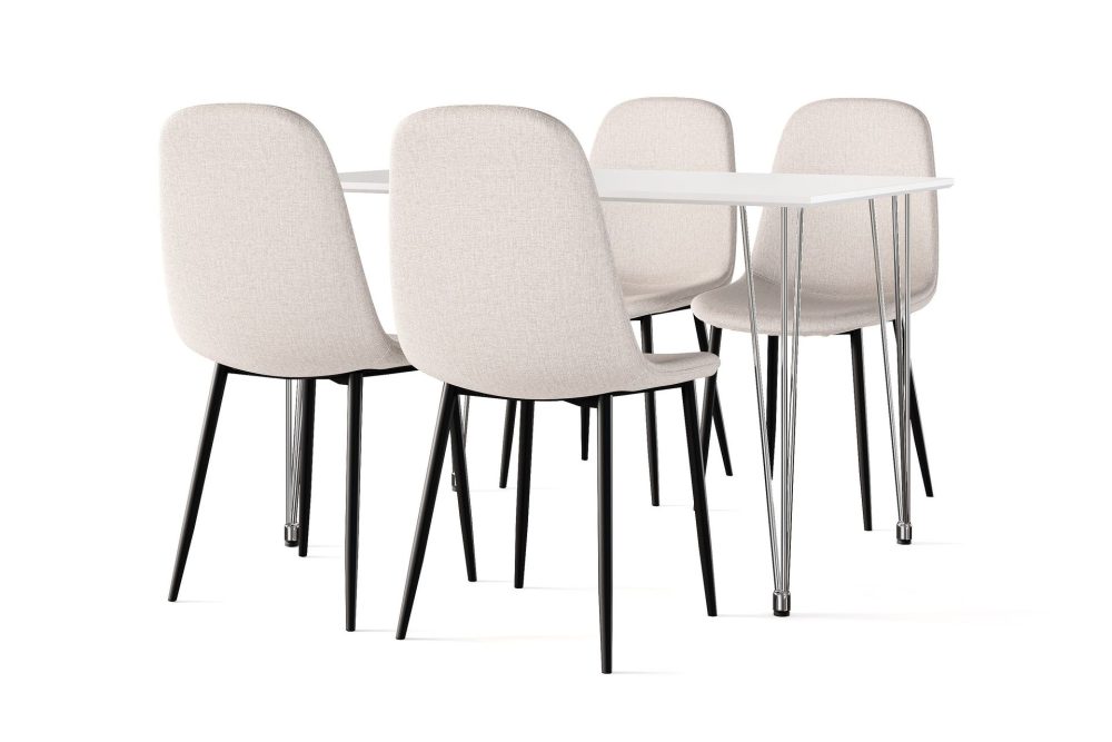 Kronblom Matbord 120 cm + 4 st Nibe stol beige med svarta ben