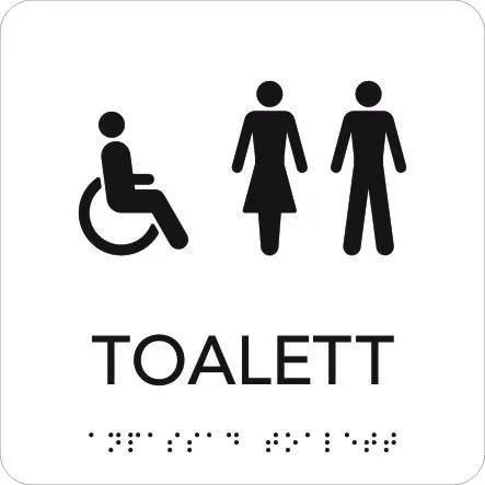 UniGraphics 6705359 Skylt rullstol/toalett, taktil, 150 x 150 mm Vit, svart text