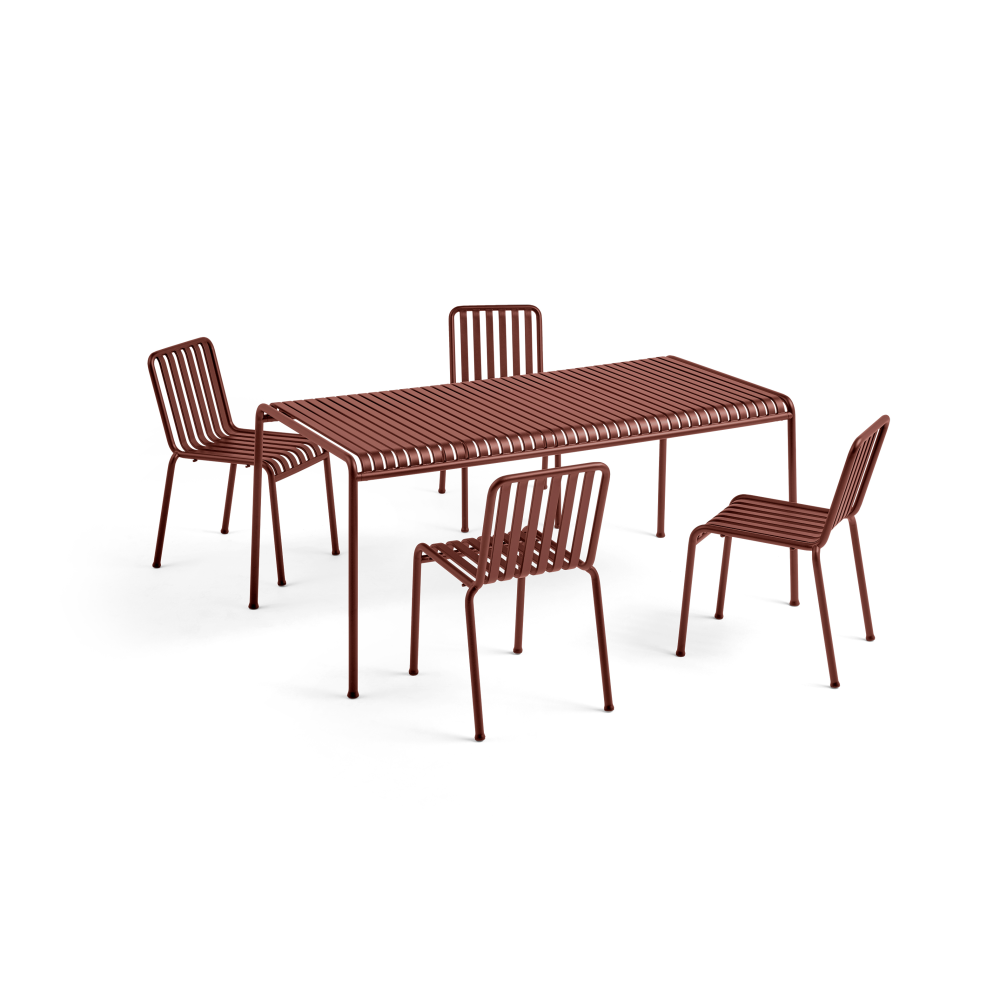 Palissade matgrupp 4 stolar 170x90 cm - Iron red