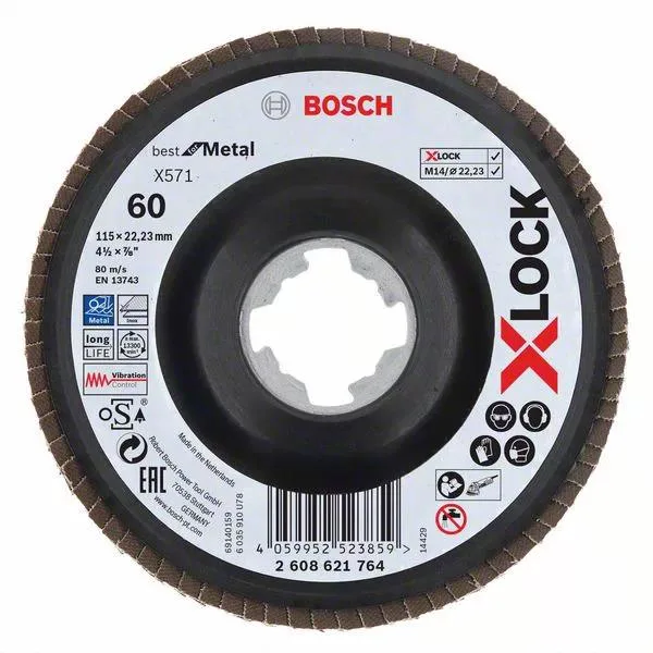 Bosch Best for Metal Lamellslipskiva med X-LOCK X571, vinklad 115 mm, G 80 - Bild 2