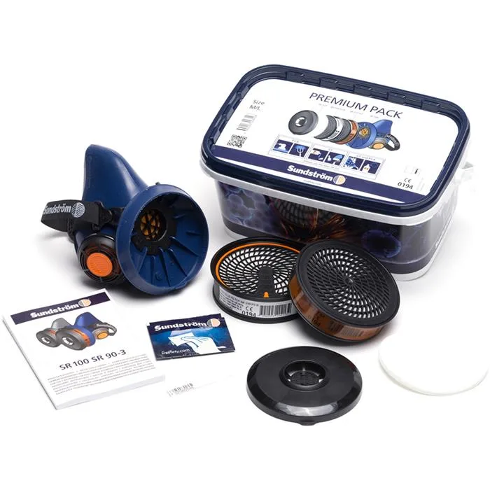 Sundström SR 100 Premium Pack Halvmask strl M/L, i låda med tillbehör