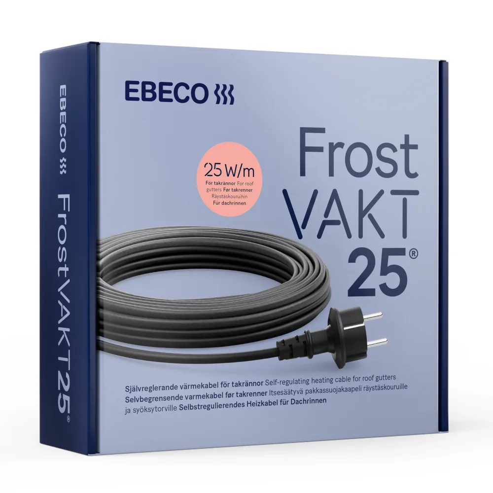 Ebeco Frostvakt 25 Värmekabel 25 W/m, självreglerande, stickkontakt 12 m, 300 W