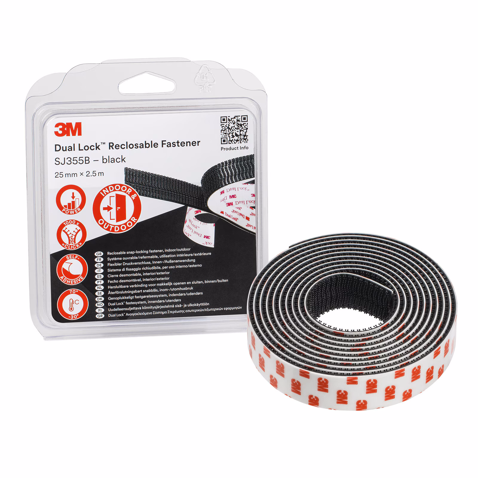 Kjøp 3M Hurtiglås Dual Lock SJ3560 gjenlukkbart, gjennomsiktig, 25 mm x 2,5 m, 5.7 mm, Tvillingpakke