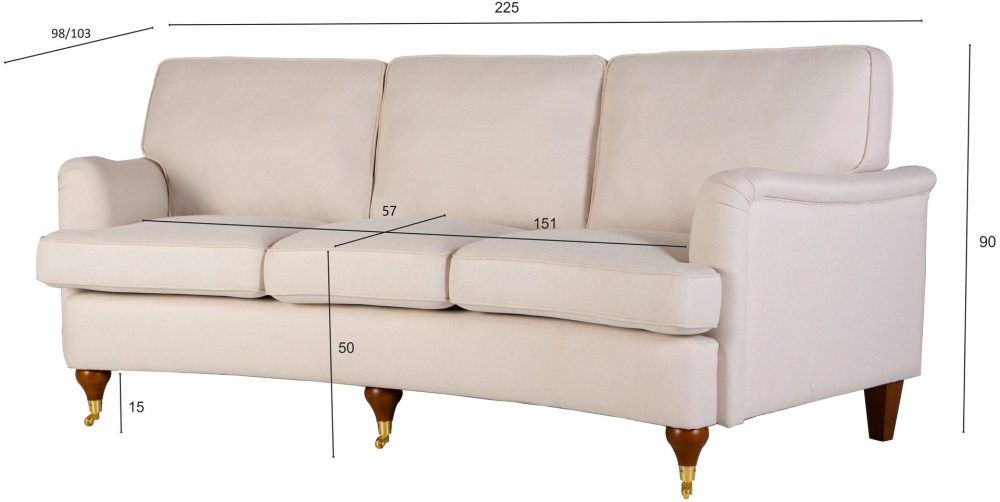 Howard soffa 3-sits beige - Svängd modell