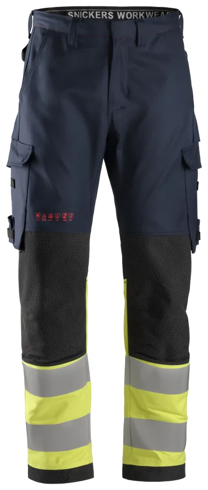 Snickers Workwear 6363 ProtecWork Arbetsbyxa varsel, gul/marinblå 124