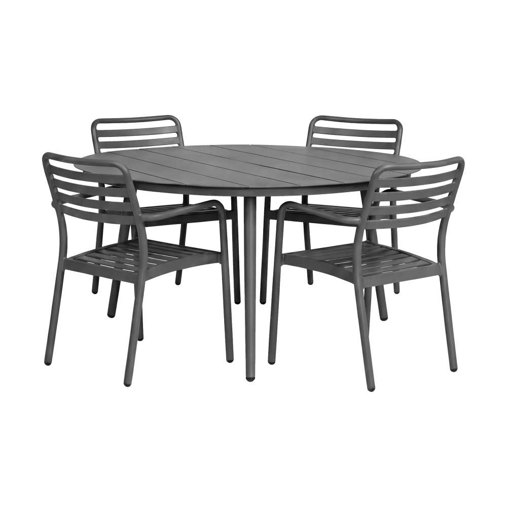 Marsala matbord Ø140 cm + Messina karmstol 4 st, Anthracite