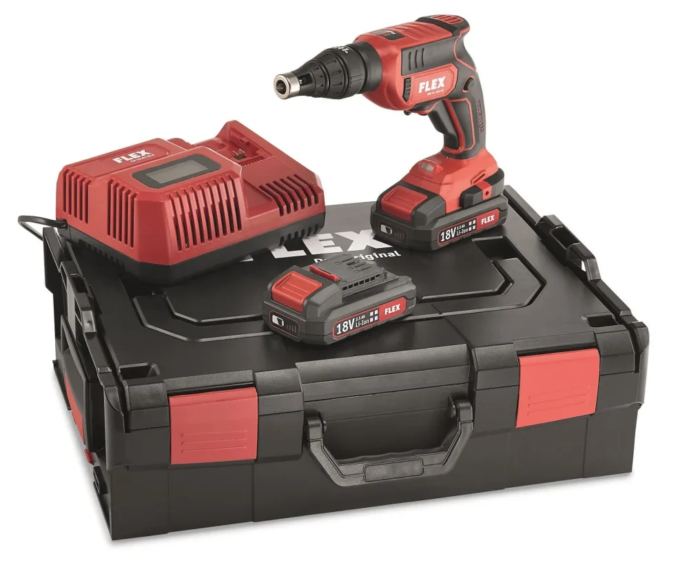 Flex DW45 18.0-EC Set Gipsskruvdragare med batteri och laddare