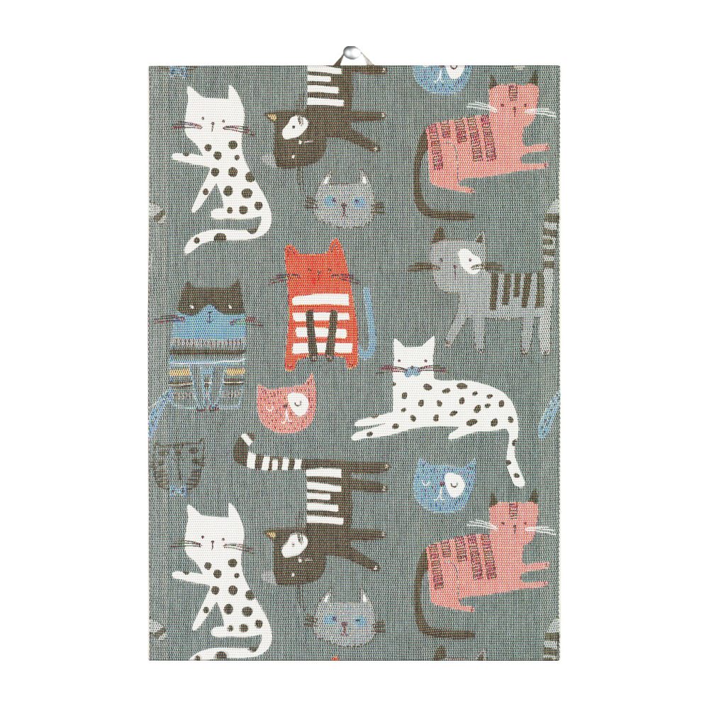 Katter kökshandduk 35x50 cm, Grå