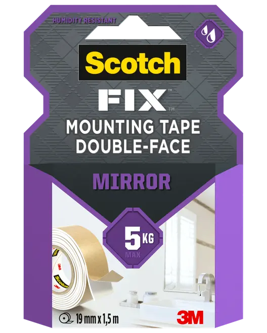 Scotch-FIX™ Dubbelhäftande tejp - spegel 19 mm x 1,5 meter