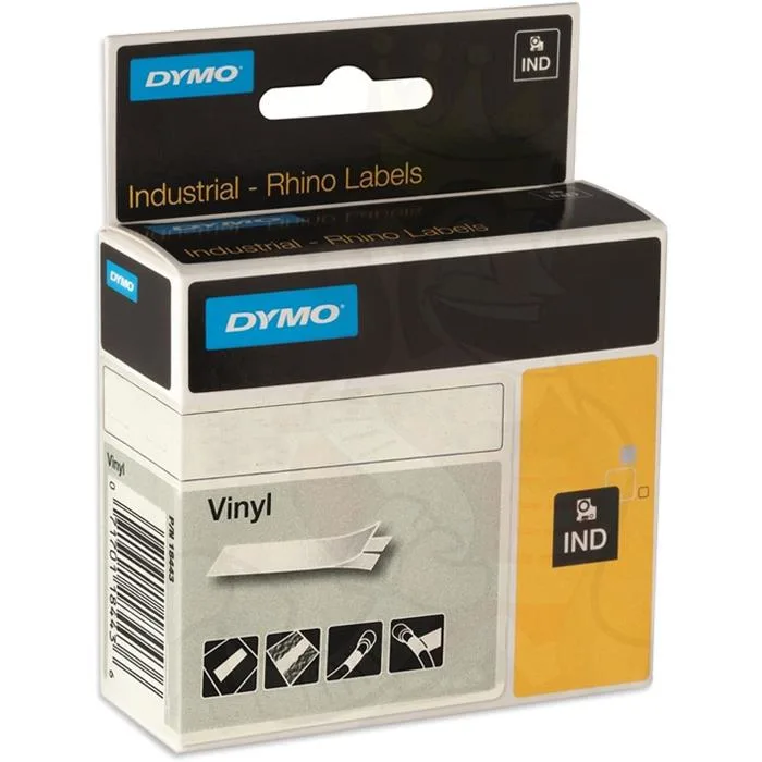 DYMO Rhino Tejp 19 mm, färgad vinyl Svart på vitt