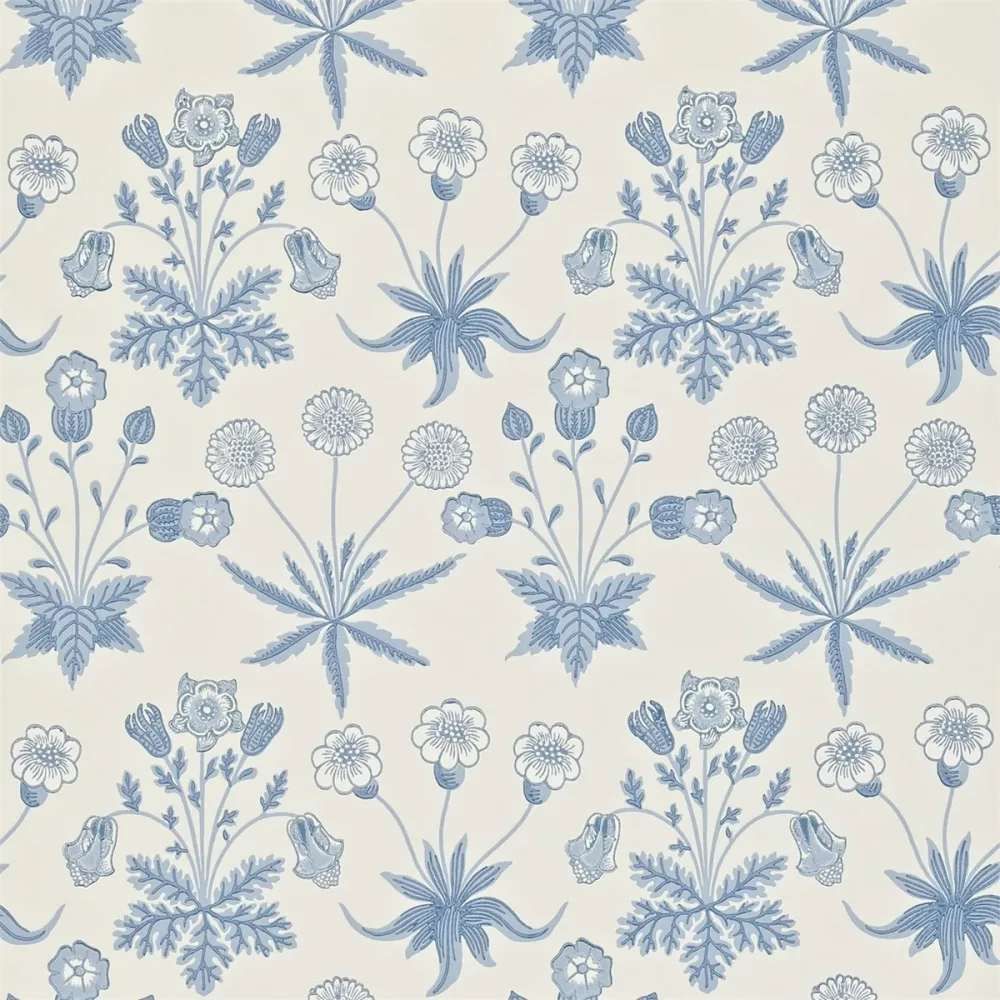 Morris and Friends Daisy Blue/ivory Darw212561 Blå Tapet | Stuvbutiken