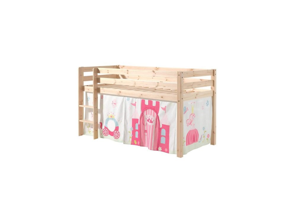 Halvhöjdssäng med gardin Pino Princess Naturlig, Naturlig, Utan rutschkana, Utan tunnel, Inga fickor
