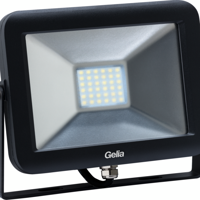 STRÅLKASTARE GELIA LED 50W SVART, IP65 0,5M KABEL MED STICKPROPP