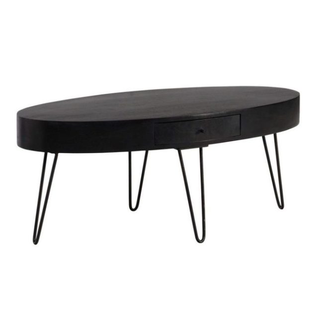 Soffbord Wohnling Massivt trä 100 cm oval med låda lantligt stil