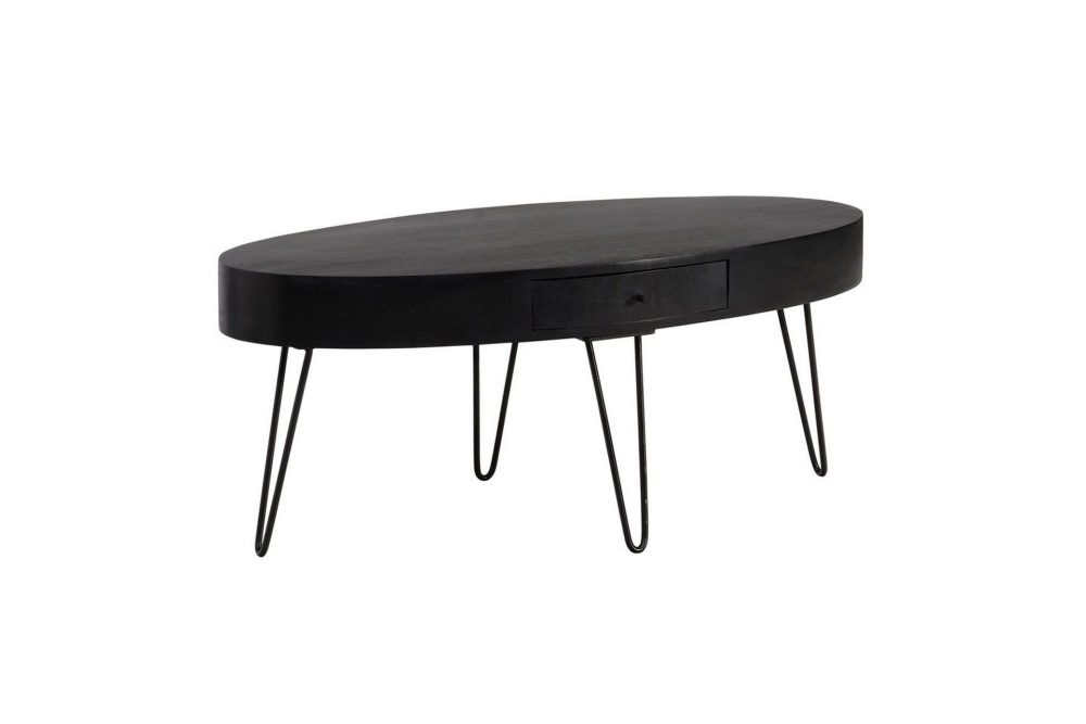 Soffbord Wohnling Massivt trä 100 cm oval med låda lantligt stil