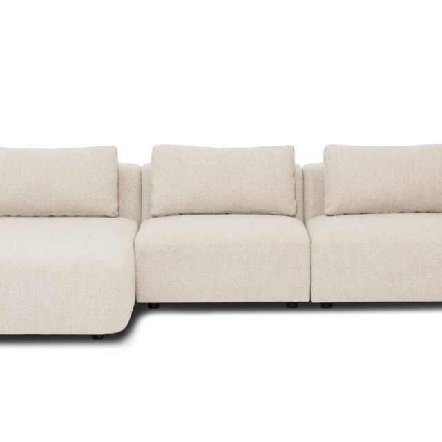 Milano 5-sits Rundad Vänstervänd L-soffa med Låg Rygg i Beige Boucle