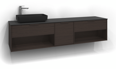 TVÄTTSTÄLLSSKÅP SVEDBERGS EPOS RELIEF B ASK 1+1+1L ÖPPEN INTHT 199X45,3X45