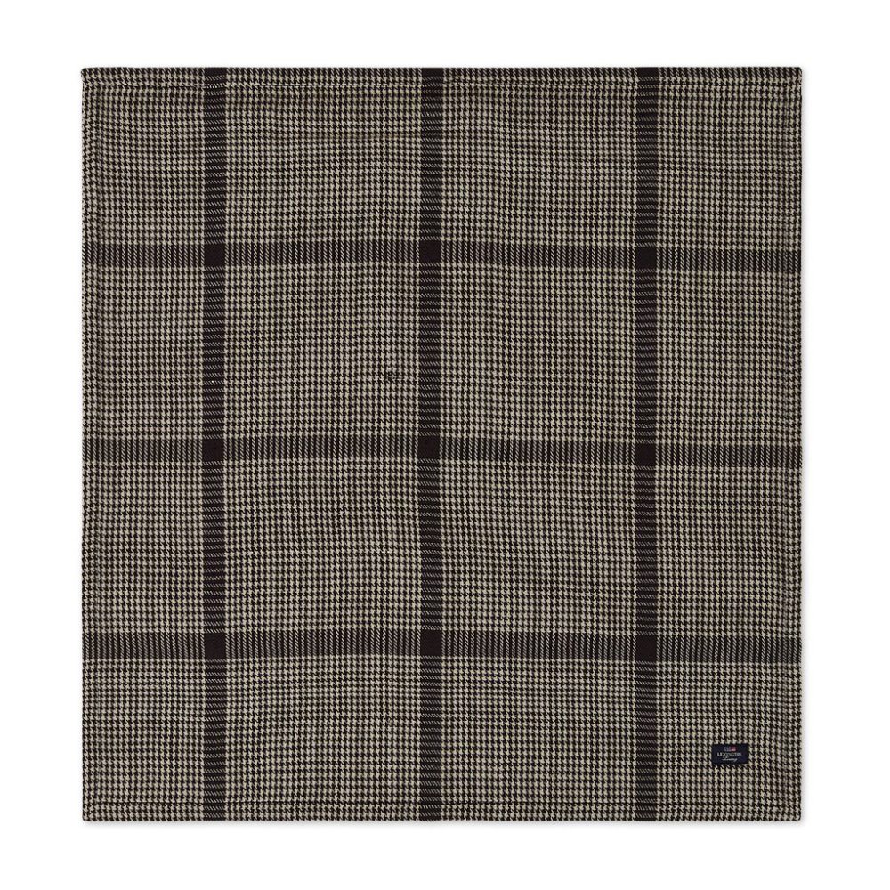 Pepita Check Cotton Linen tygservett 50x50 cm, Dark gray-beige