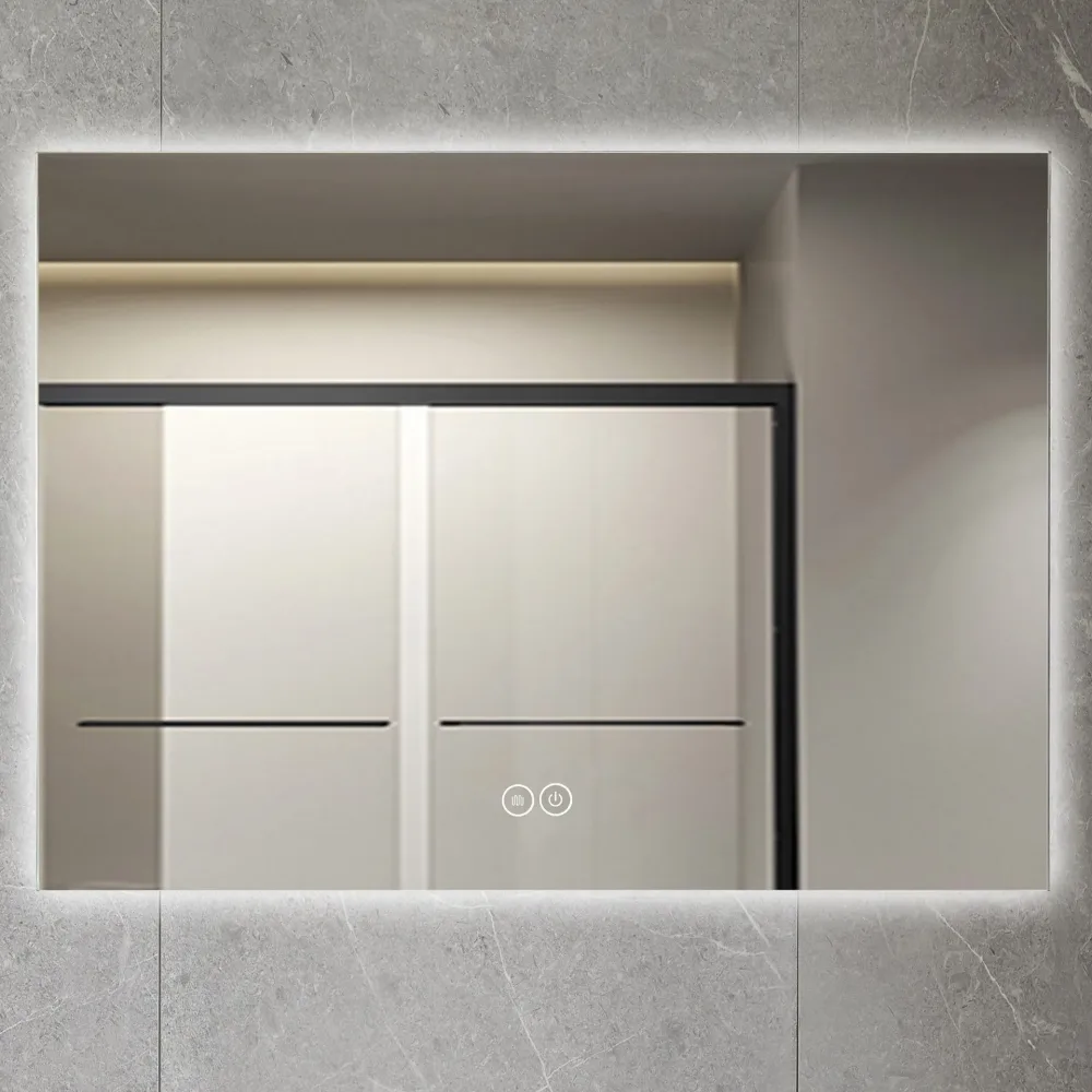 Badrumsspegel 100x80cm | LED-lyse & anti-fog | Rektangulär
