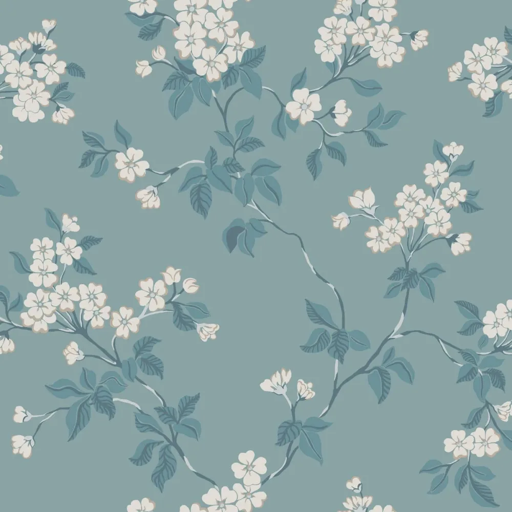 Blommor&blad Karin 679-03 Blå Tapet | Stuvbutiken