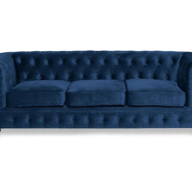 Chesterfield Lyx 3-sits Sammetssoffa - Djup soffa