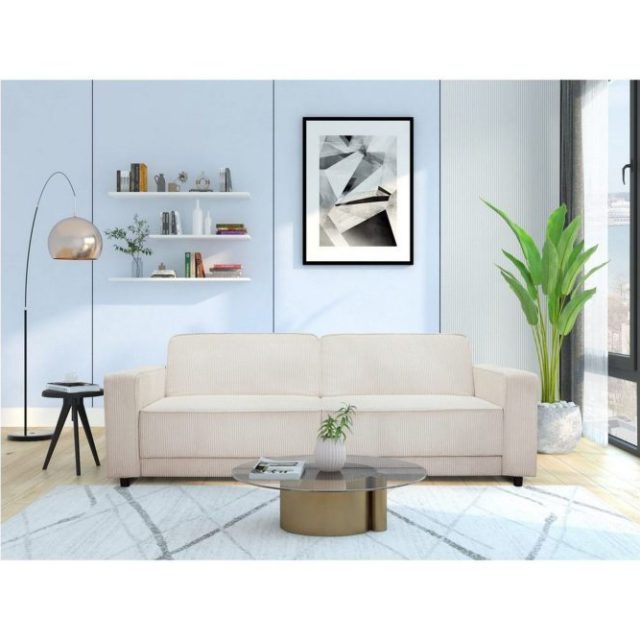 Bäddsoffa Allie Kräm, Cordoroy, 81x225x91 cm