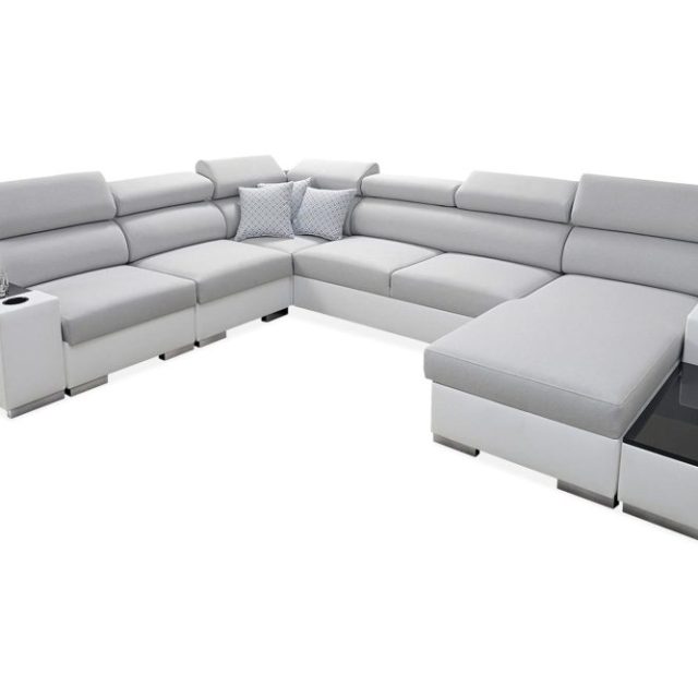 Perseo Divanbäddsoffa 358x282x95 cm LED-belysning