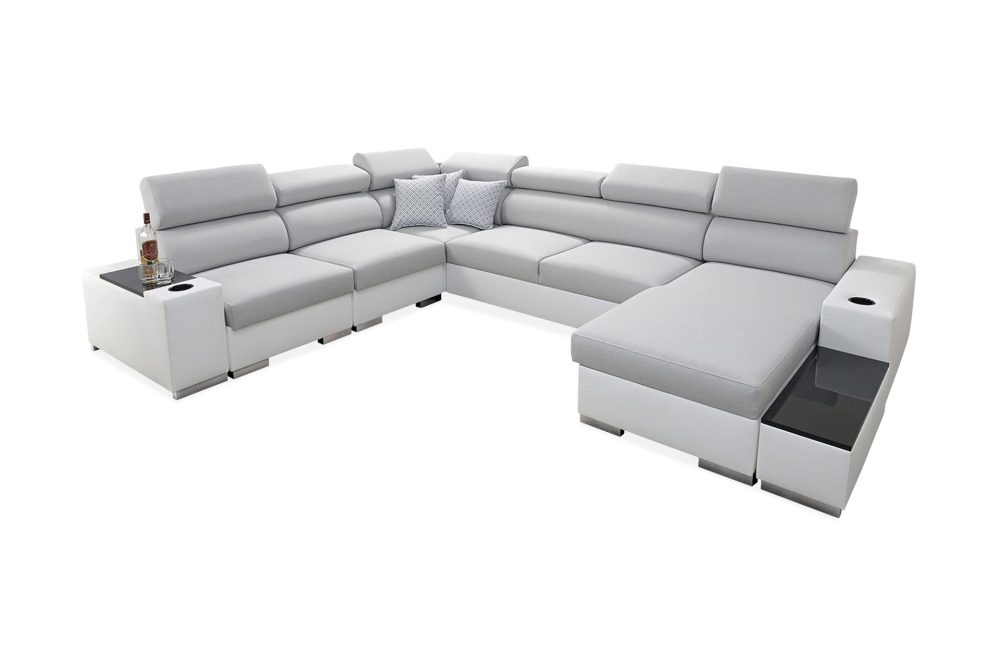 Perseo Divanbäddsoffa 358x282x95 cm LED-belysning