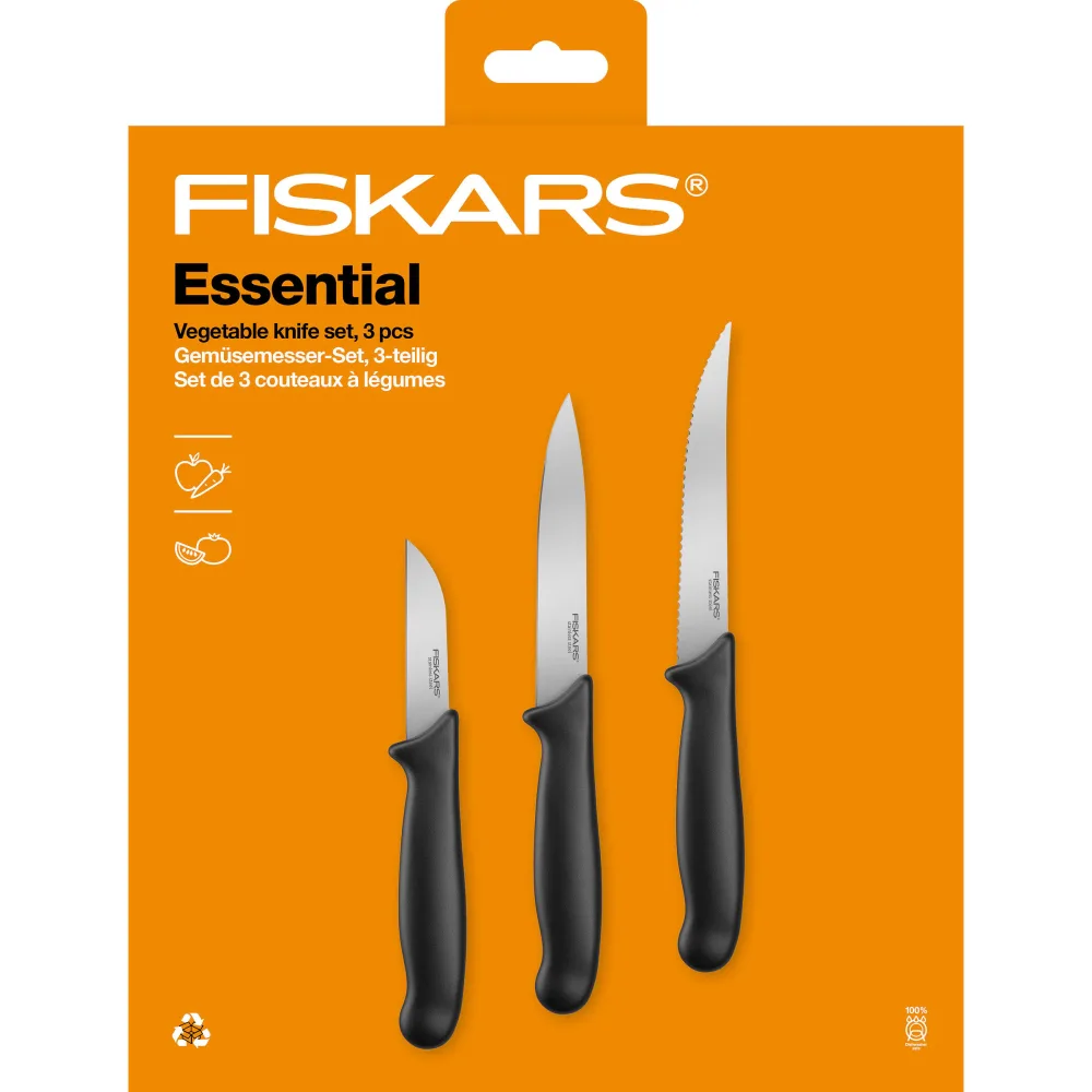 Kjøp Fiskars Grønnsaksknivsett Essential, 3 deler