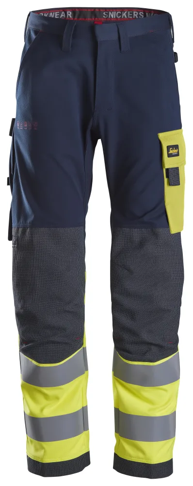 Snickers Workwear 6376 ProtecWork Arbetsbyxa marinblå/varsel, gul C56
