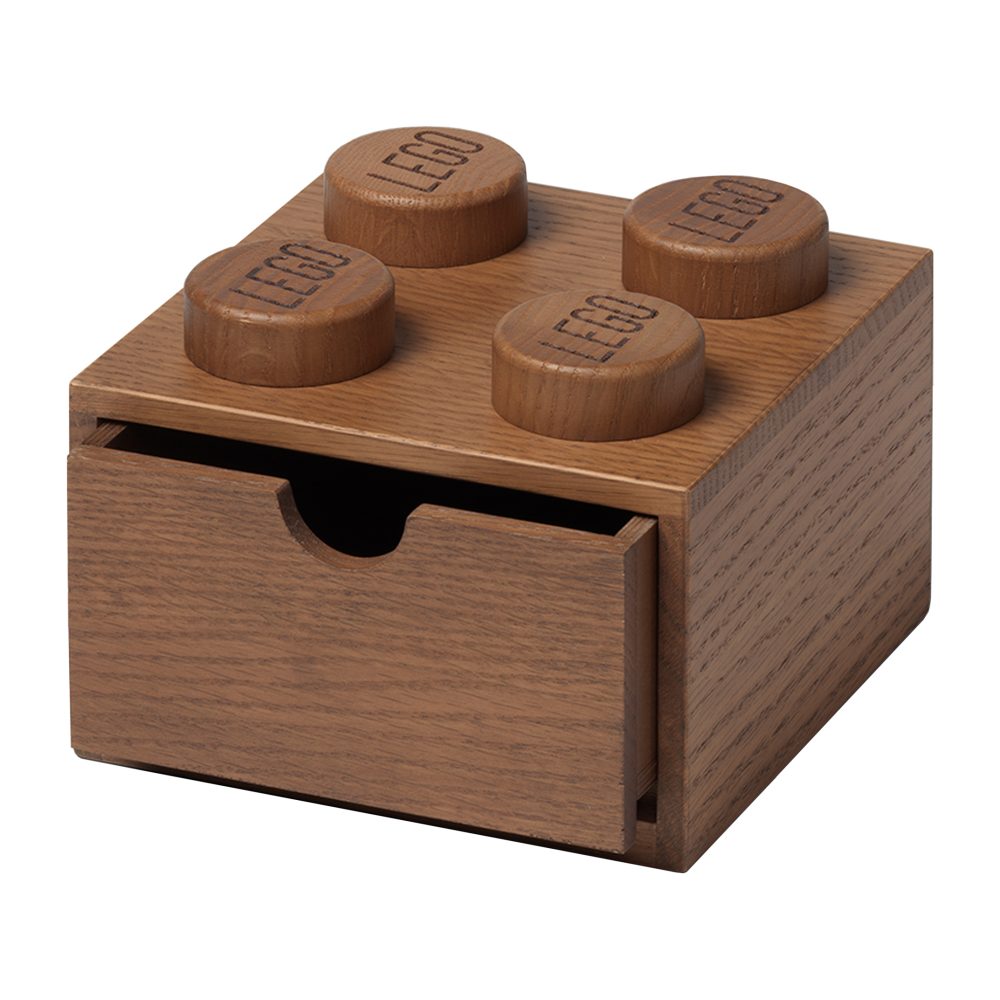LEGO skrivbordslåda 4 trä, Mörkbetsad ek