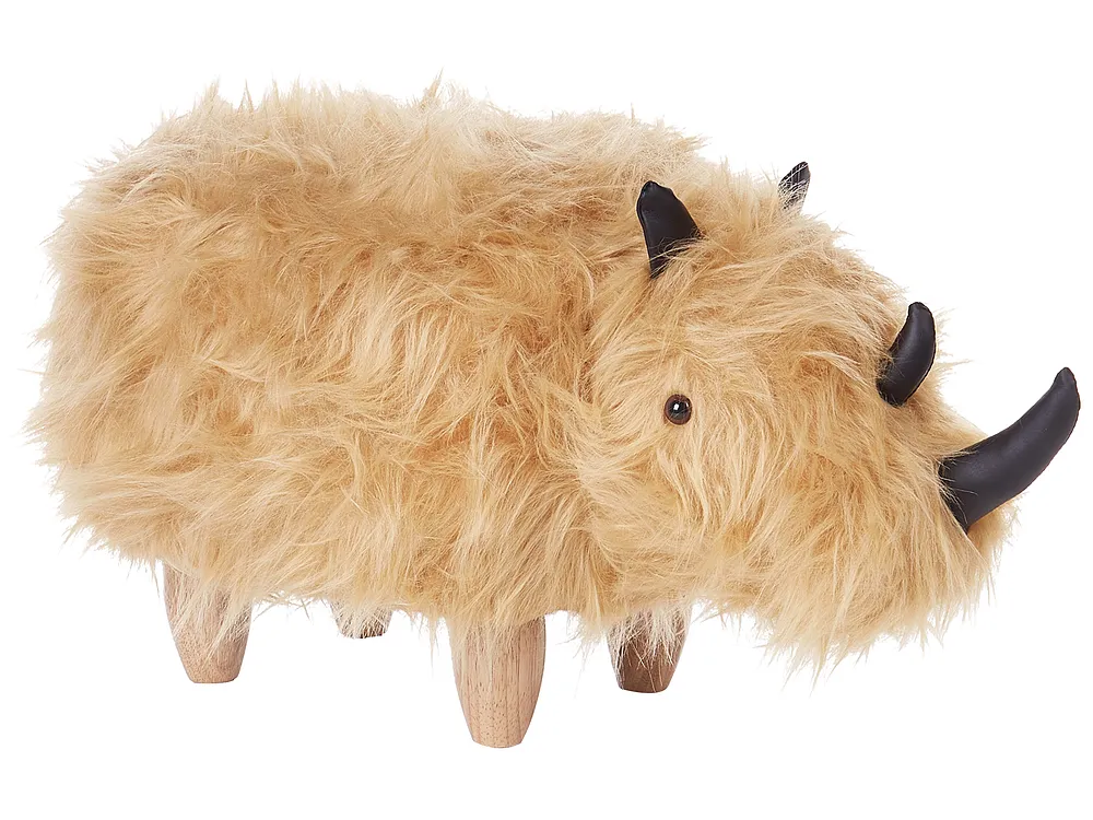 Djurpuff WOOLLY Noshörning Fuskpäls Beige