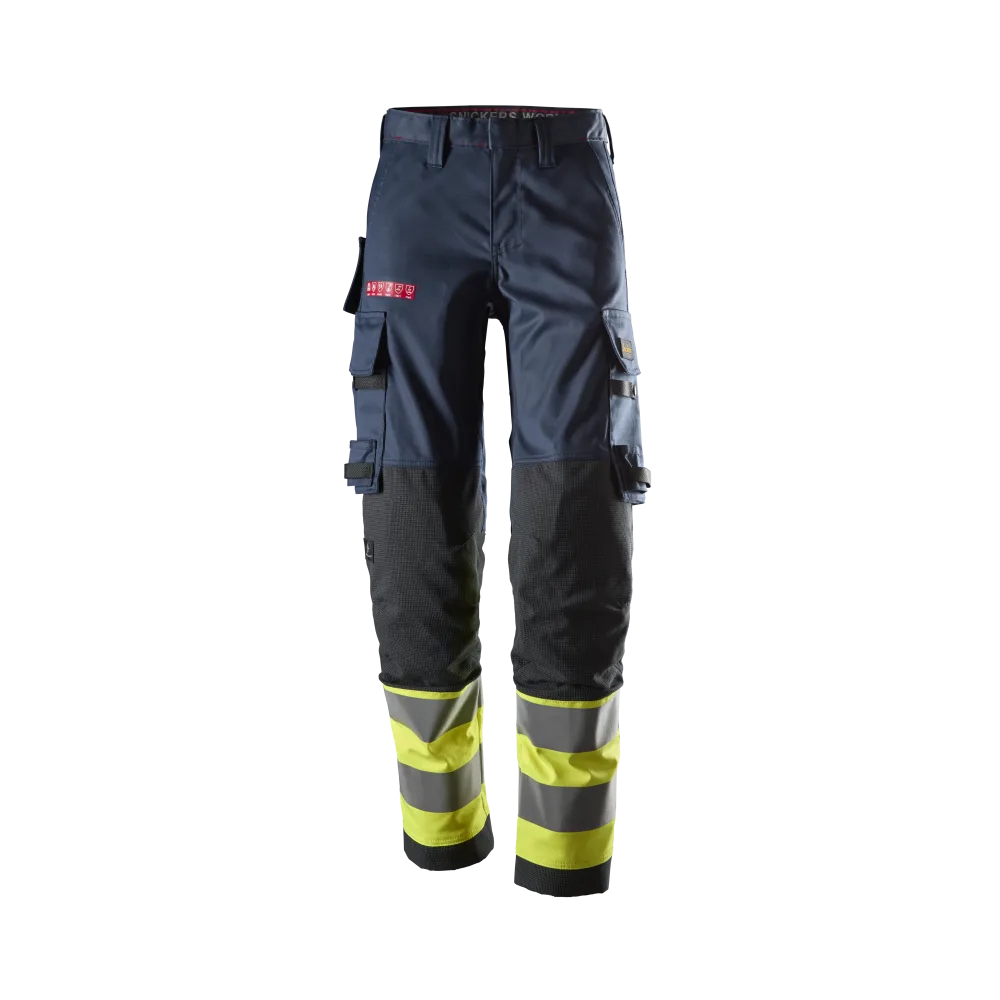 Snickers Workwear ProtecWork 6764 Varselbyxa varsel, marinblå/gul, dam, klass 1, flamskydd 40