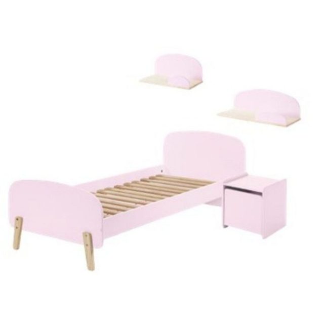 Säng med sängbord Vägg hyllor Kiddy Rosa