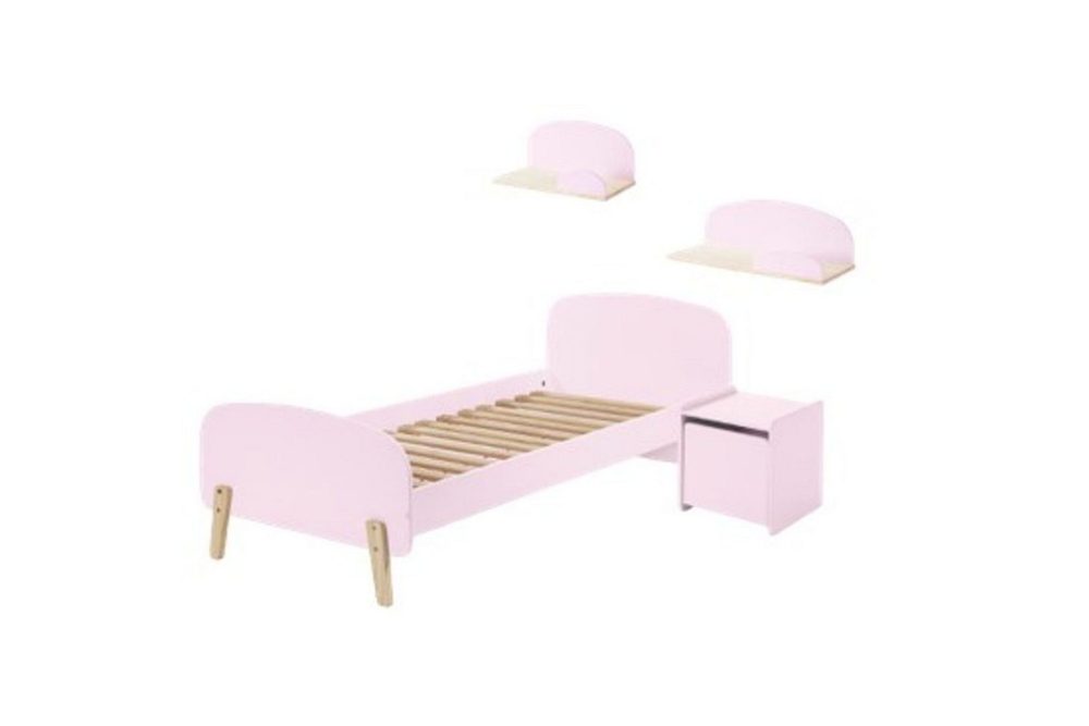 Säng med sängbord Vägg hyllor Kiddy Rosa