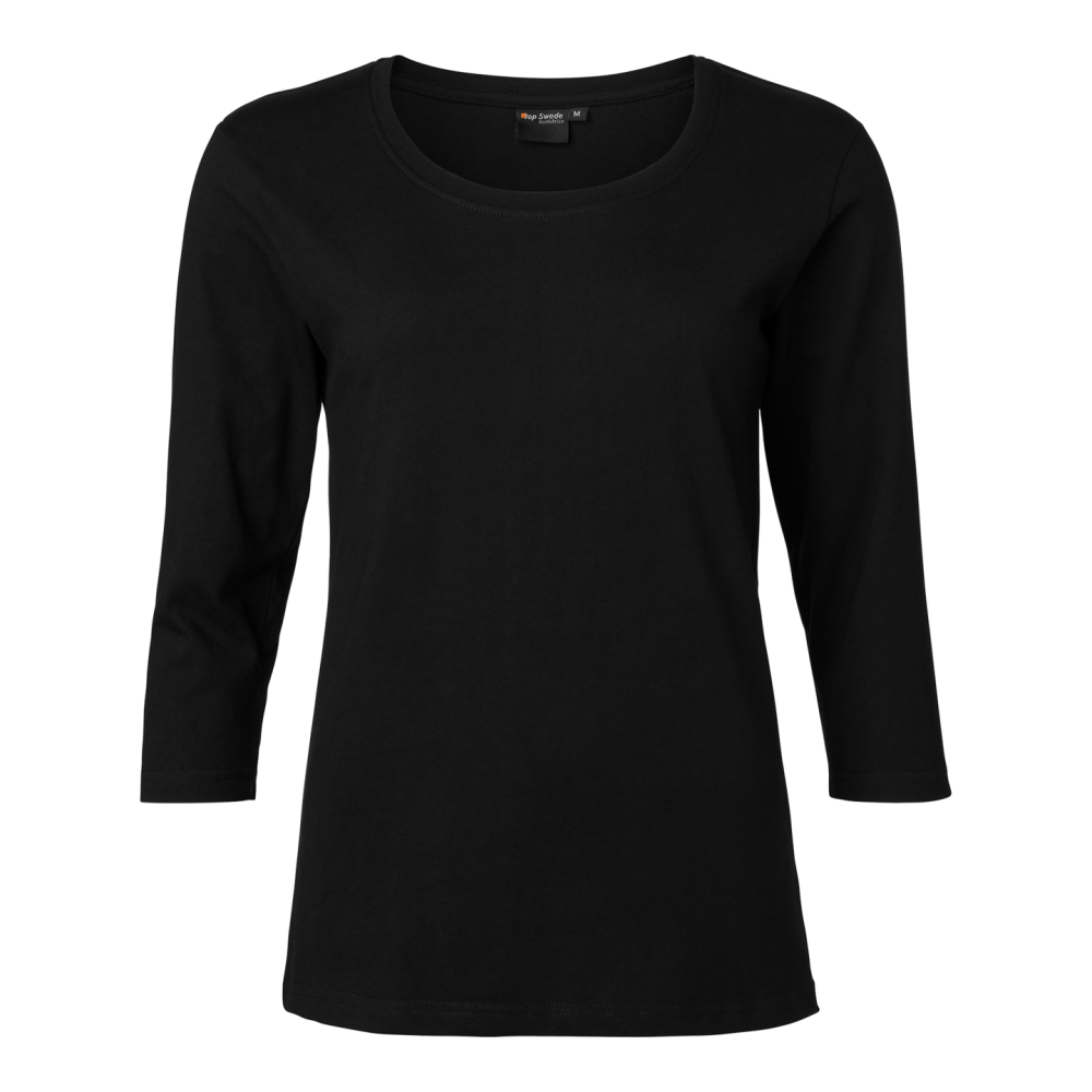 T-SHIRT TOP SWEDE DAM 3/4 ÄRM SVART L